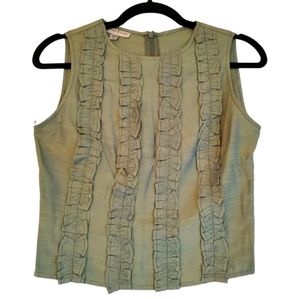 Bebe Sleeveless Tank Womens P Ruffle Fairy Dainty Cottagecore Iridescent Green S